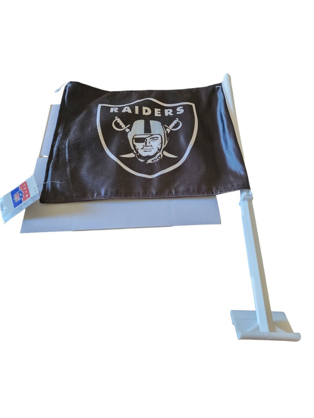 Vintage  Oakland / Las Vegas Raiders Flag Car Auto Window Black 13" X 12" NWT